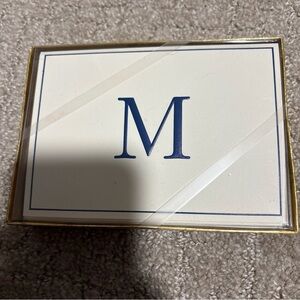 Caspari Navy Embossed Initial M Note Cards With Envelope 8 Ct